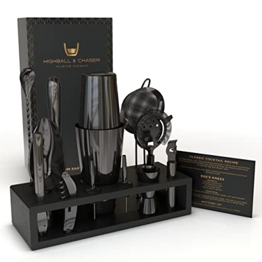 Boston Shaker Set - 13-Piece Gunmetal Black Stainless Steel Boston