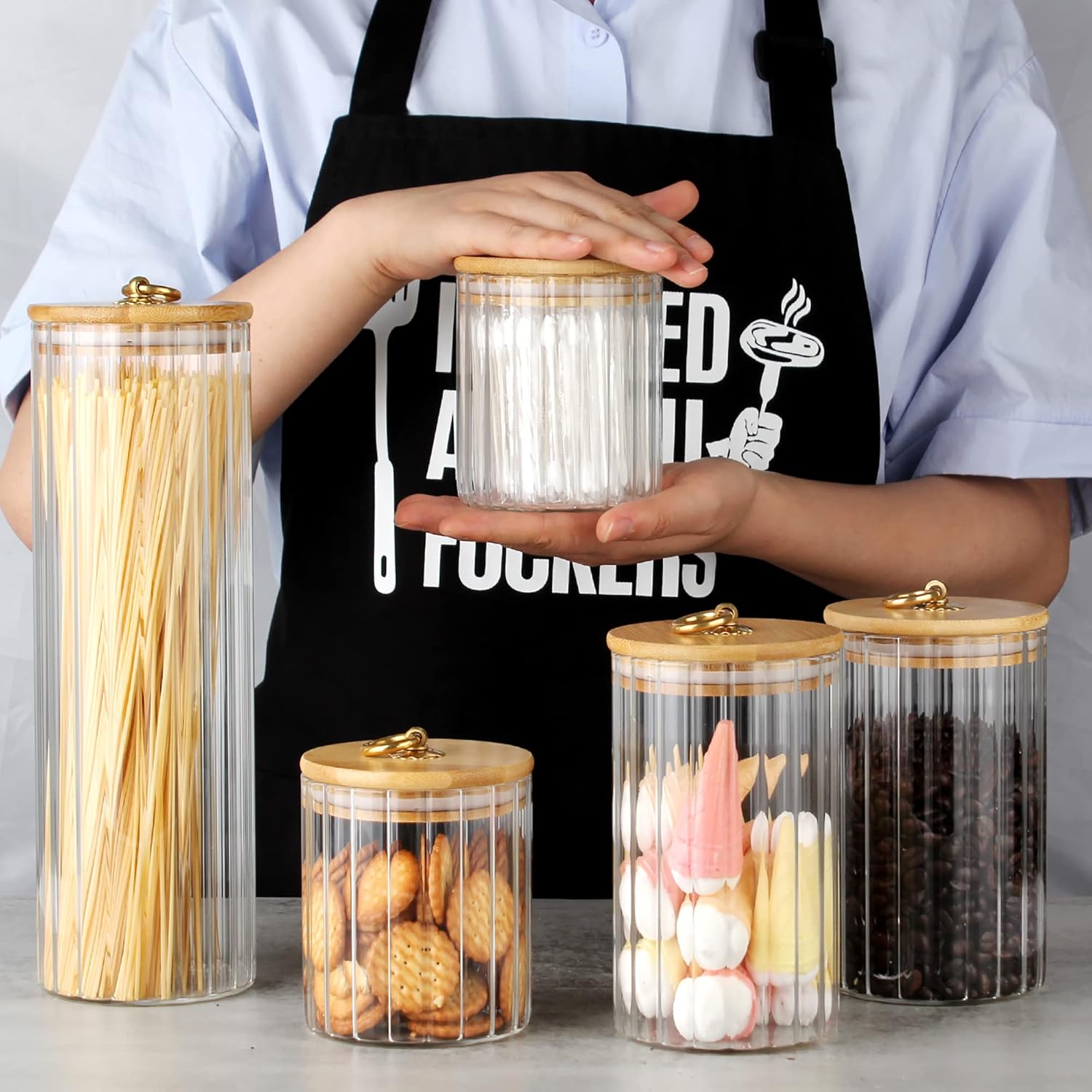 Glass Storage Jars Set of 5, D - Home Bar And Coffee 리뷰 및 가격