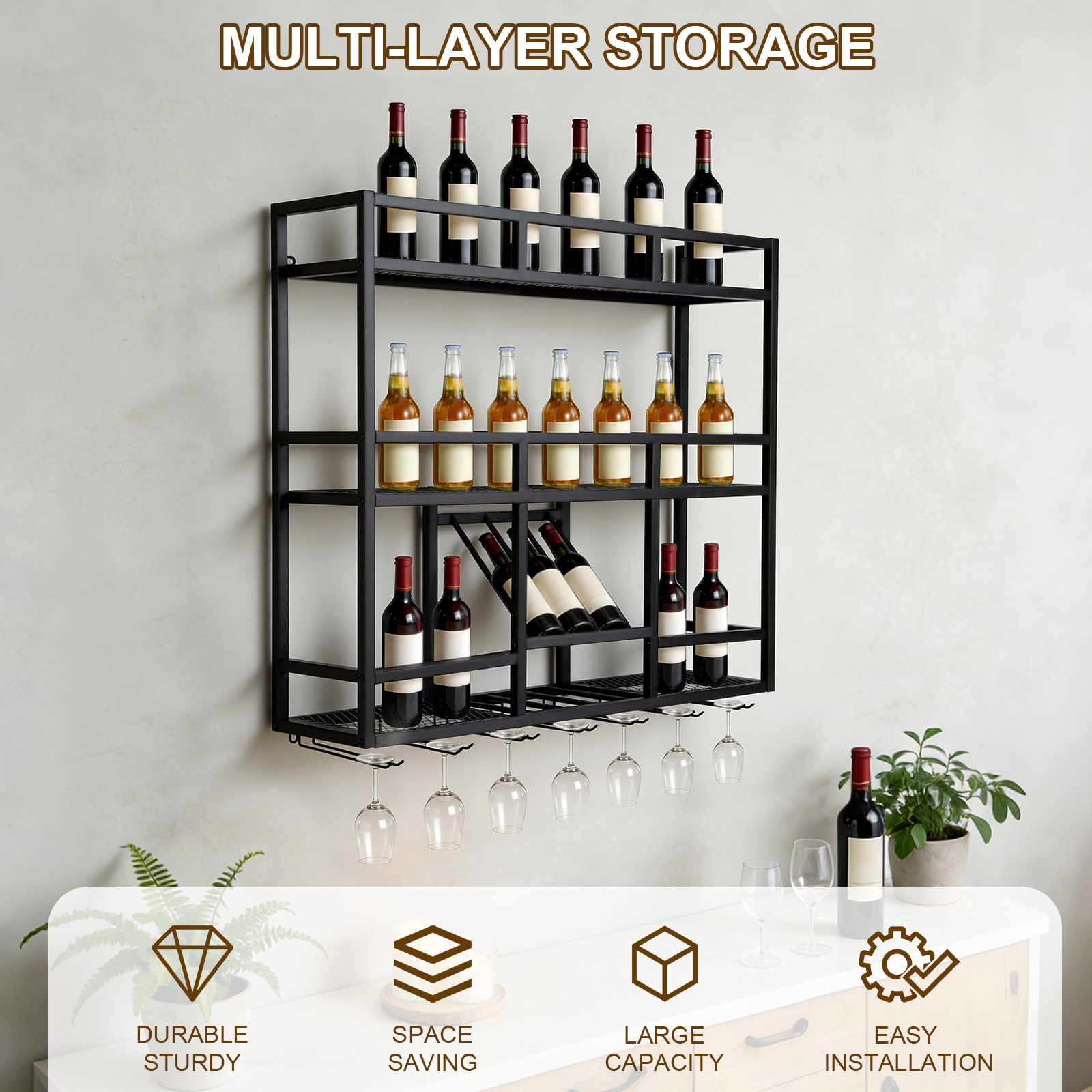 3 Tiers Floating Wine Bottle S - Home Bar Stand 리뷰 및 가격