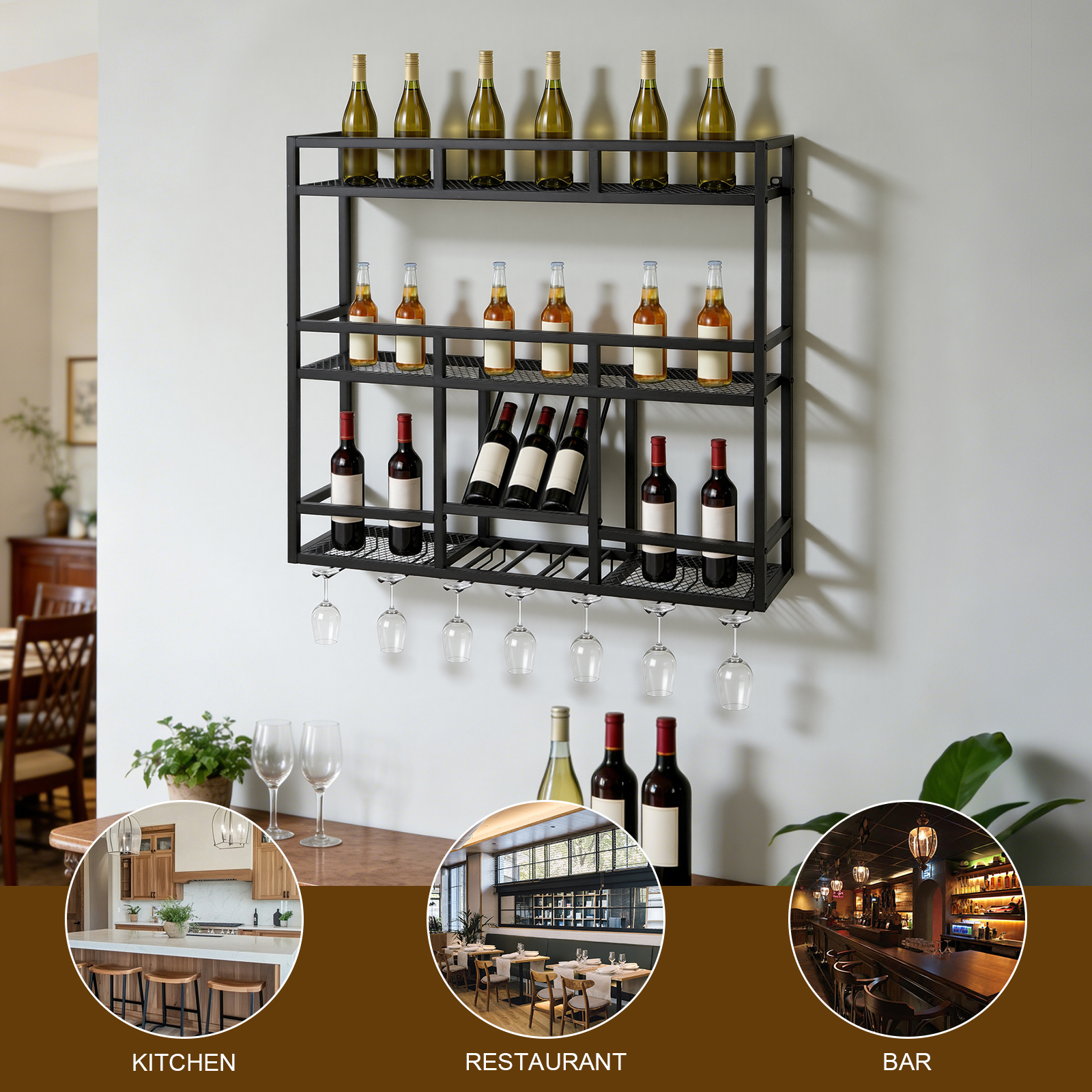 3 Tiers Floating Wine Bottle S - Home Bar Stand 리뷰 및 가격