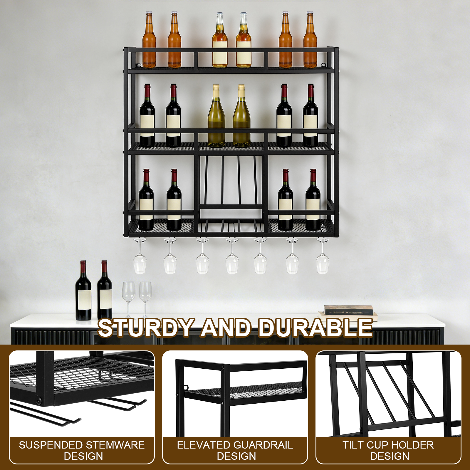 3 Tiers Floating Wine Bottle S - Home Bar Stand 리뷰 및 가격