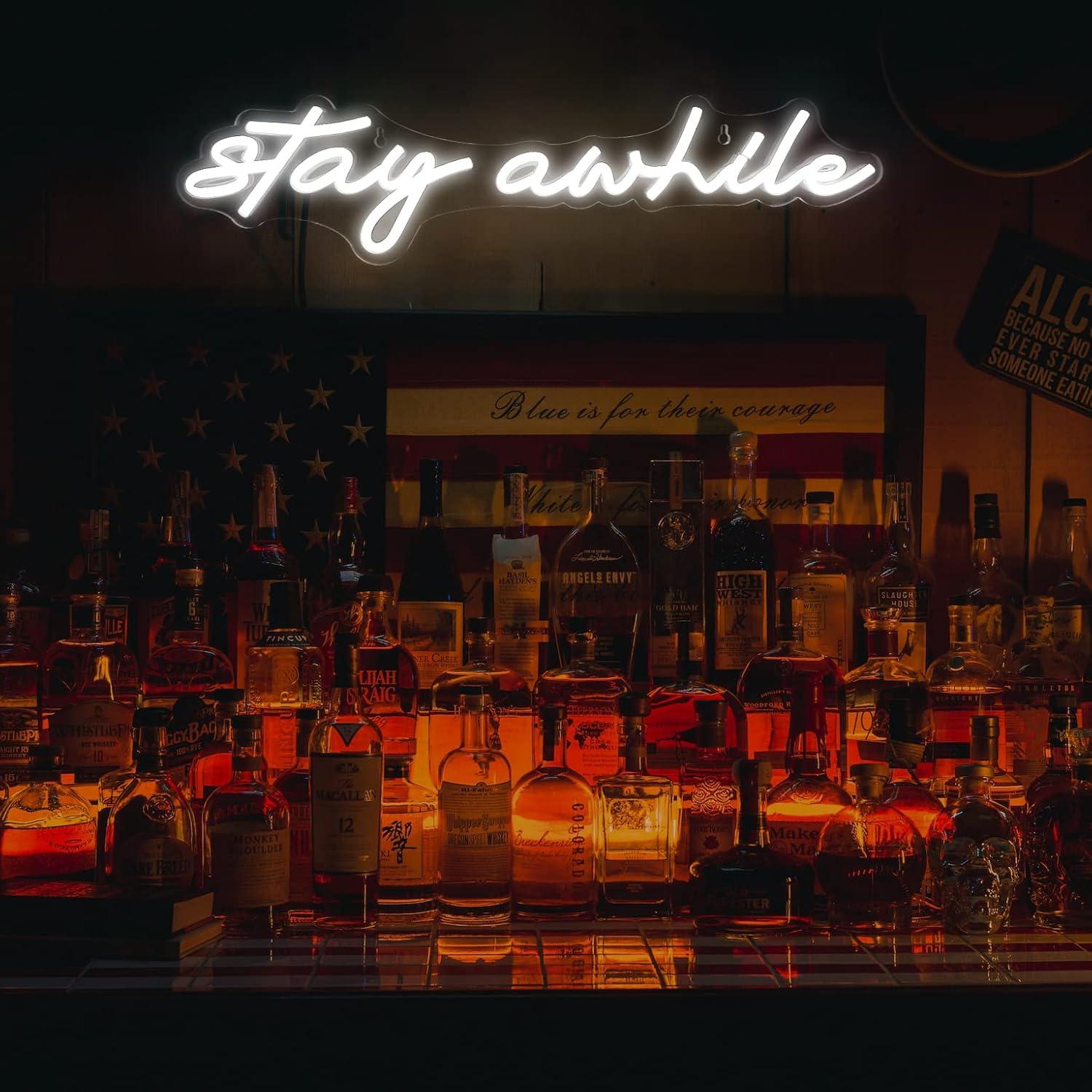 Stay Awhile Neon Signs USB Dim - Home Bar Signs 리뷰 및 가격