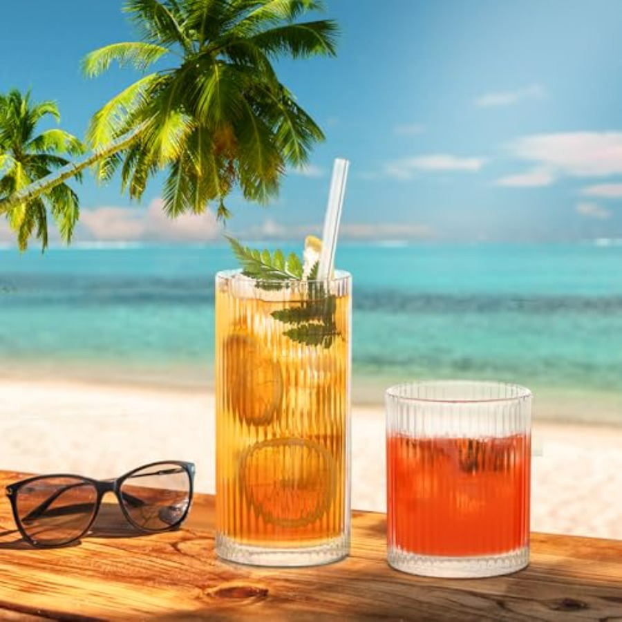 12Piece Ribbed Glassware Set w - Highball Glass Set 리뷰 및 가격
