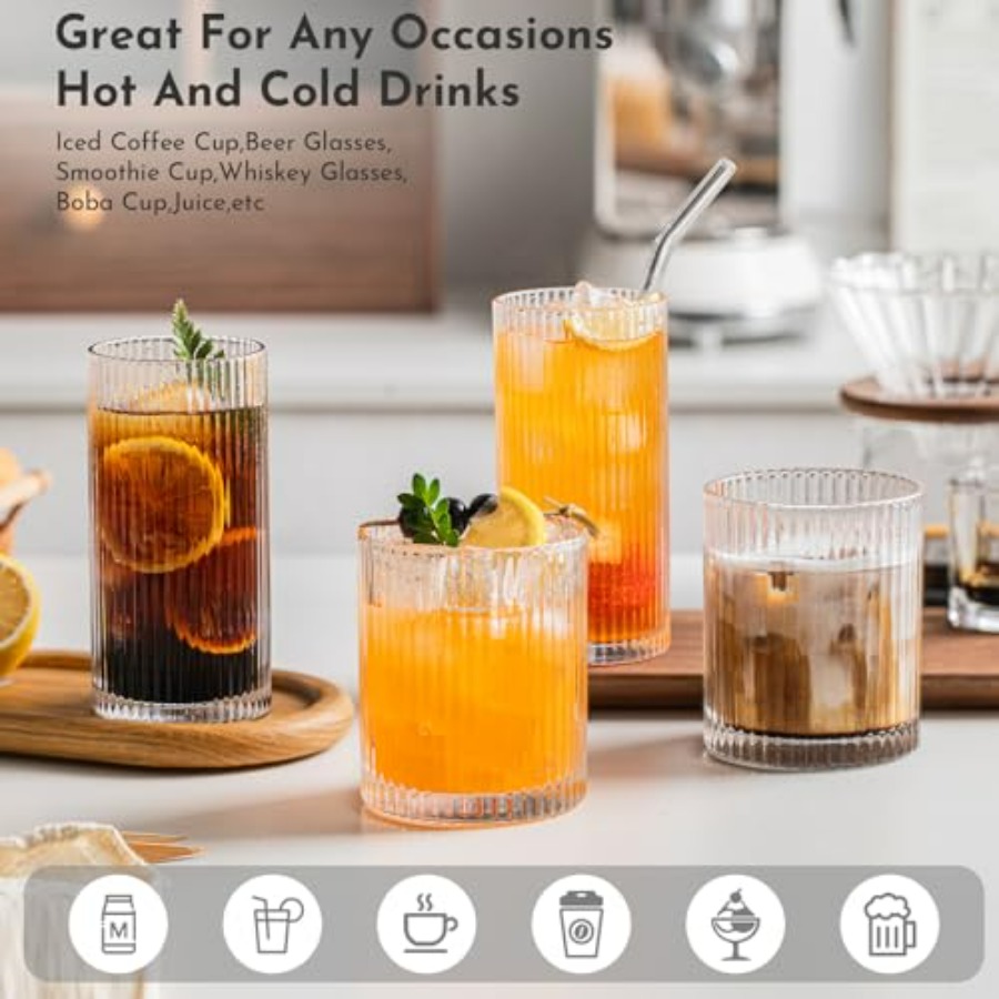 12Piece Ribbed Glassware Set w - Highball Glass Set 리뷰 및 가격