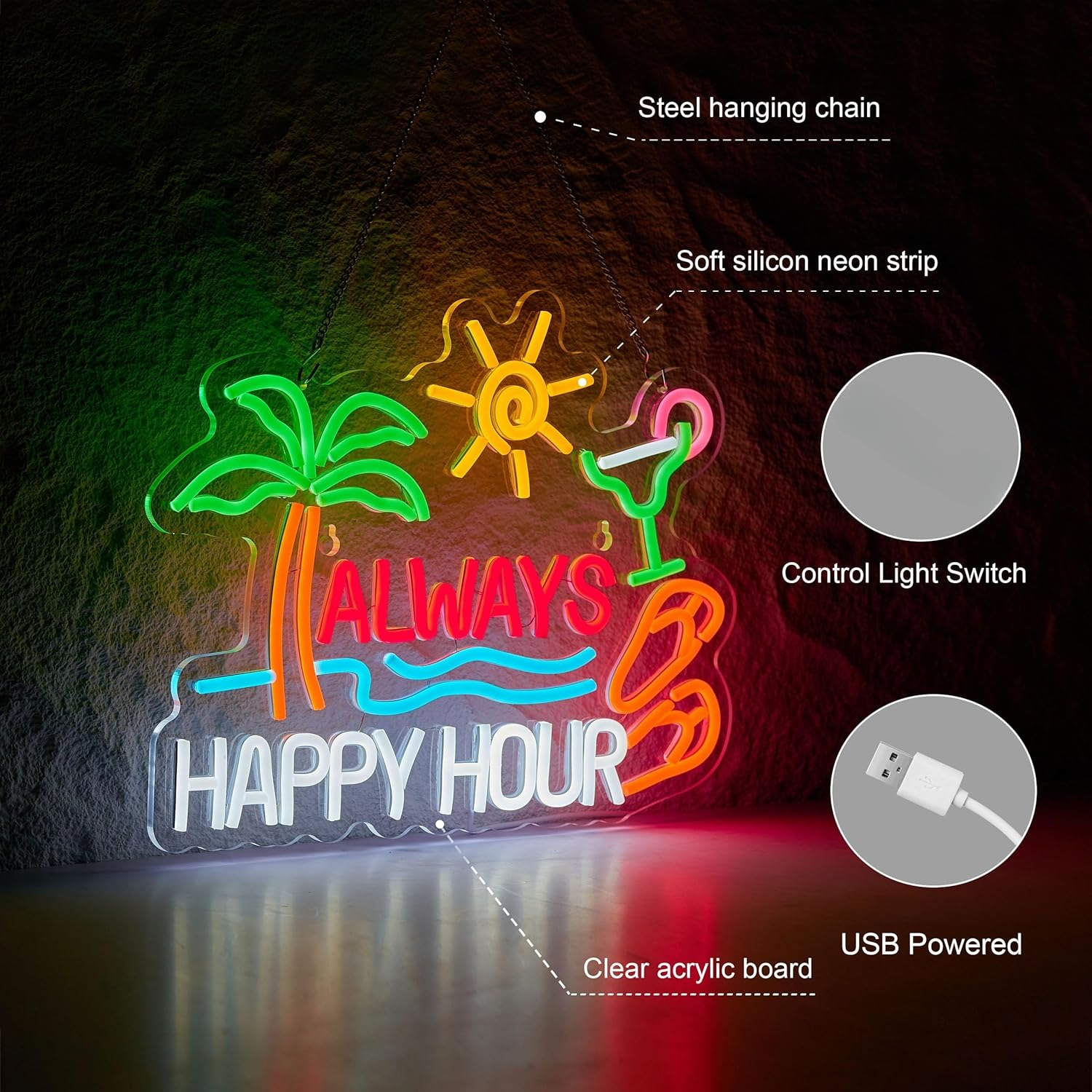 Always Happy Hour Beer Bar Neo - Home Bar Signs 리뷰 및 가격