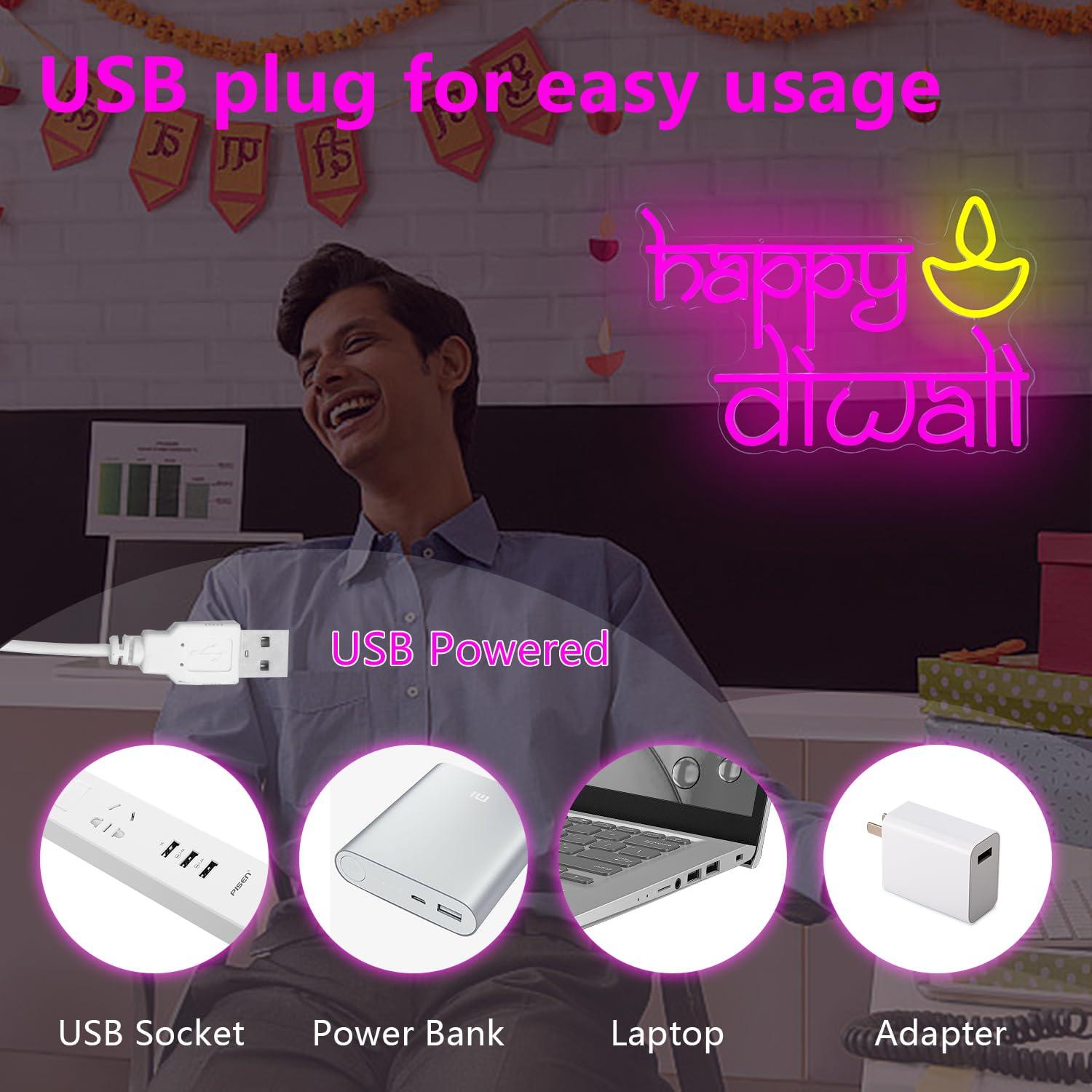 Happy Diwali Neon Sign USB Pow - Home Bar Signs 리뷰 및 가격