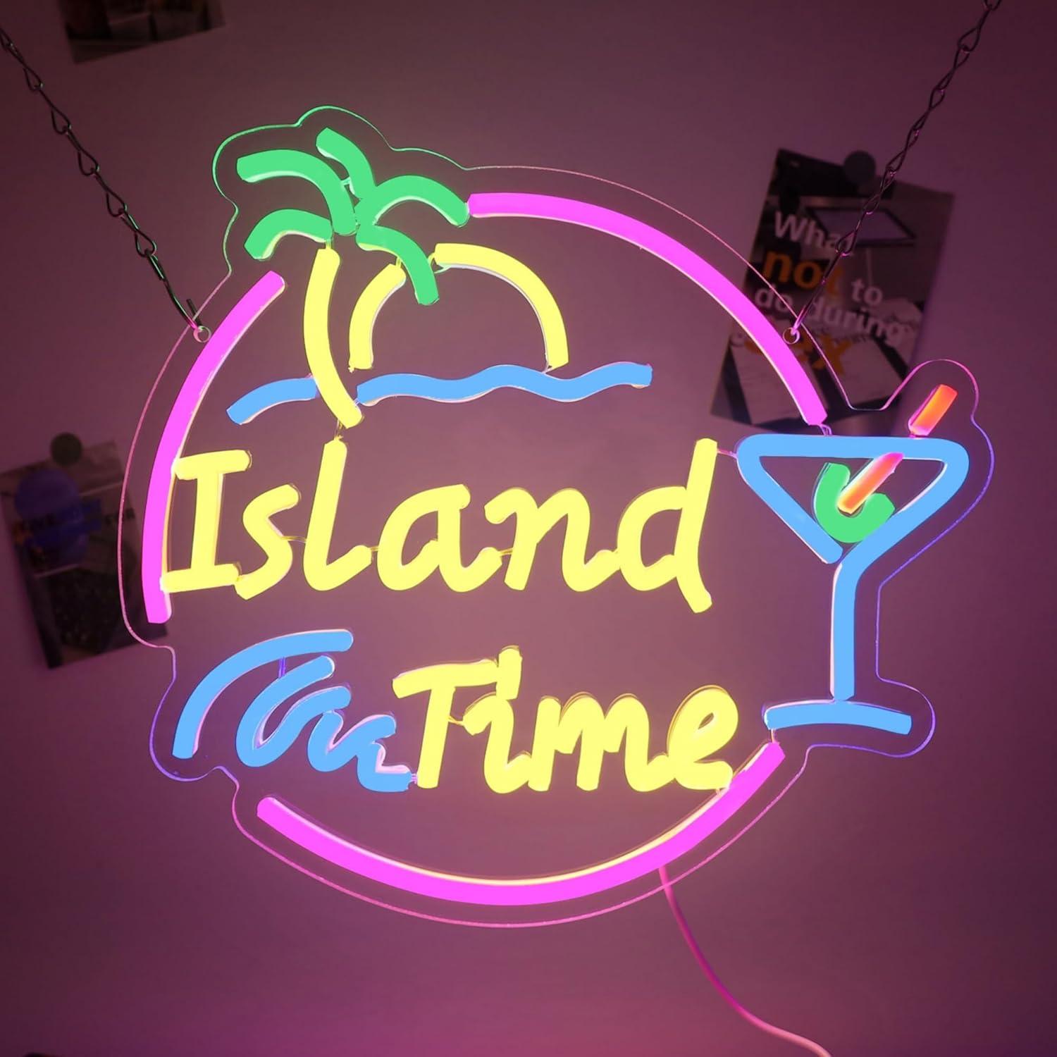 Island Time Neon Sign LED Ligh - Home Bar Signs 리뷰 및 가격
