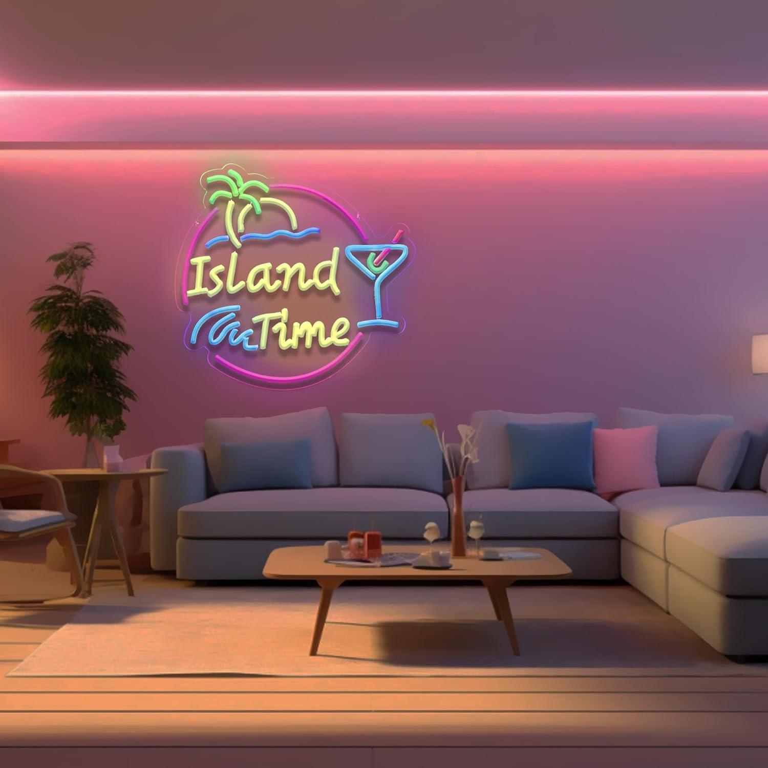 Island Time Neon Sign LED Ligh - Home Bar Signs 리뷰 및 가격