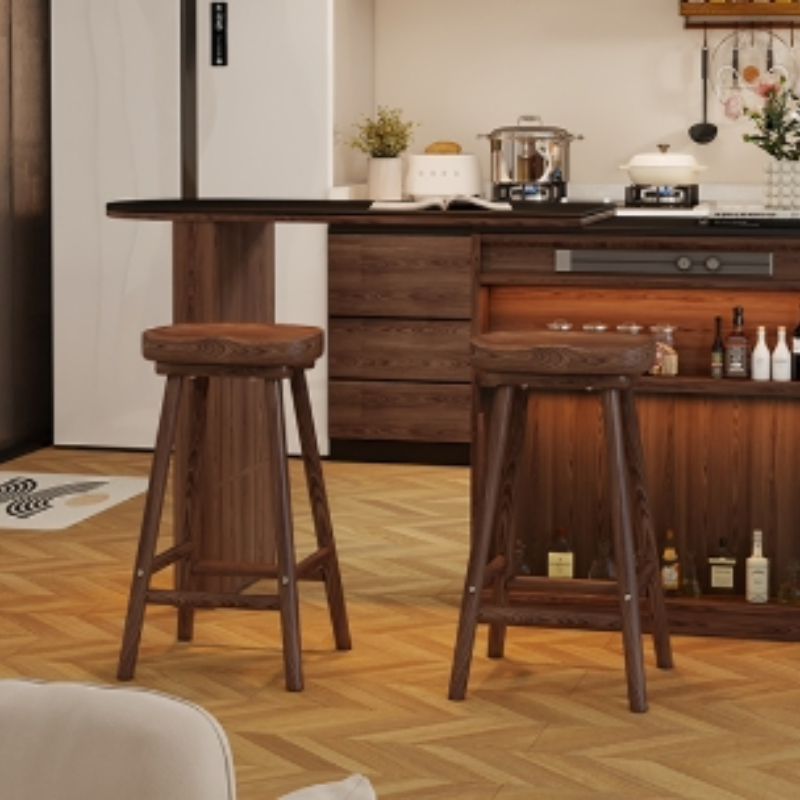 Solid Wood Curved Bar Stool Hi - Home Bar Seating 리뷰 및 가격