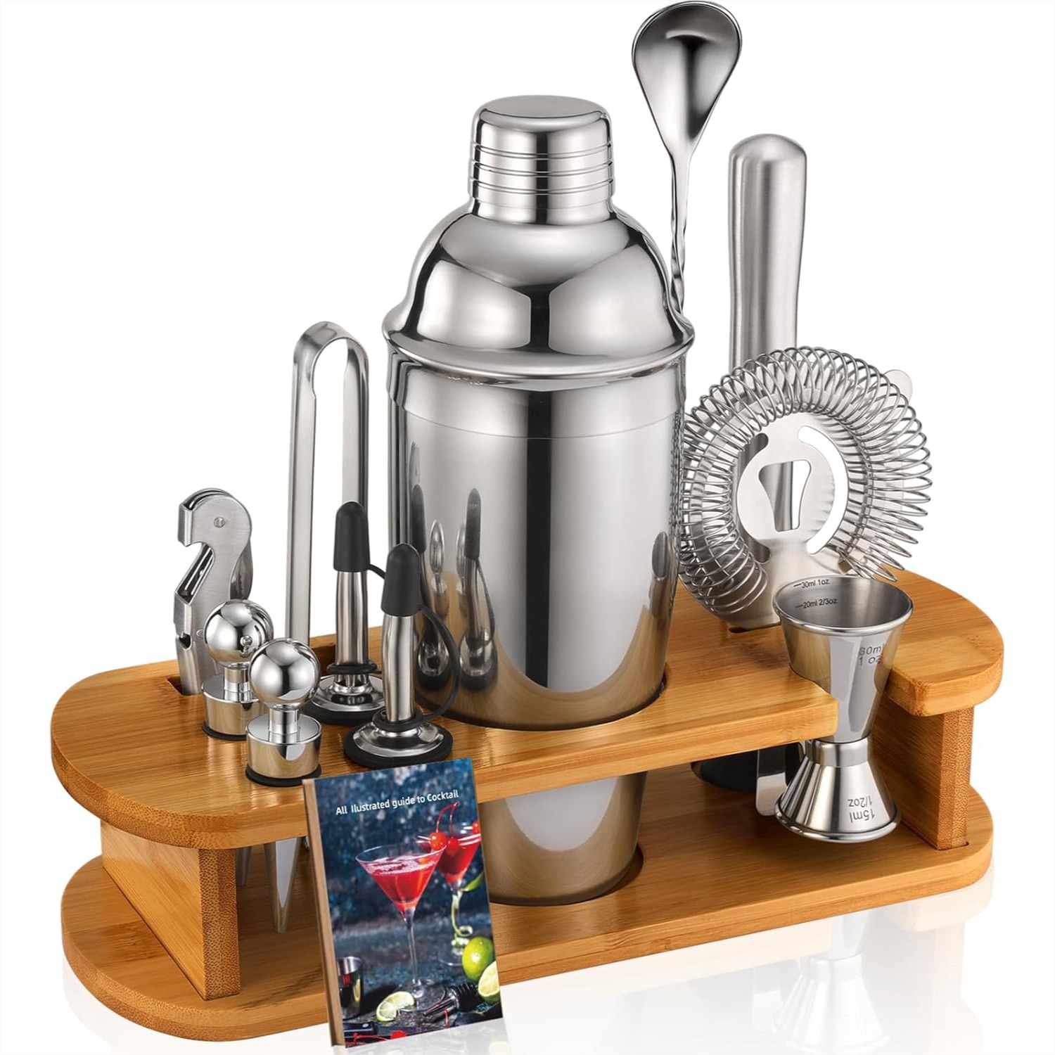 13-Piece Cocktail Shaker Set W - Cocktail Recipe Book 리뷰 및 가격