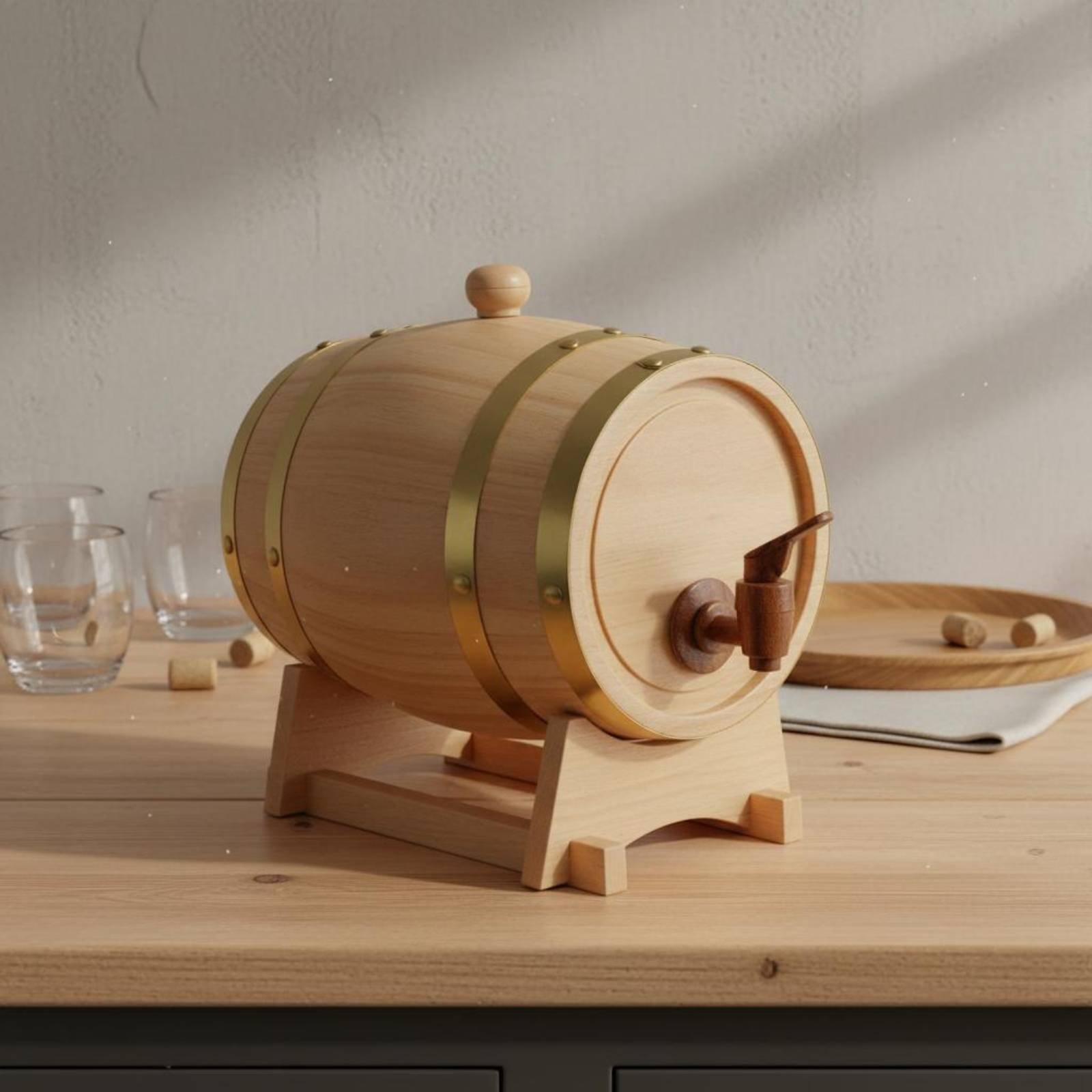 Fir Wood Barrel with Spigot Le - Home Bar Stand 리뷰 및 가격