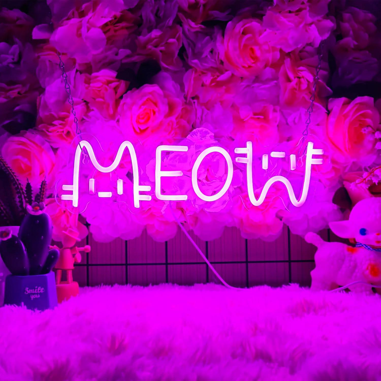 Meow Neon Sign Cat USB Powered - Home Bar Signs 리뷰 및 가격