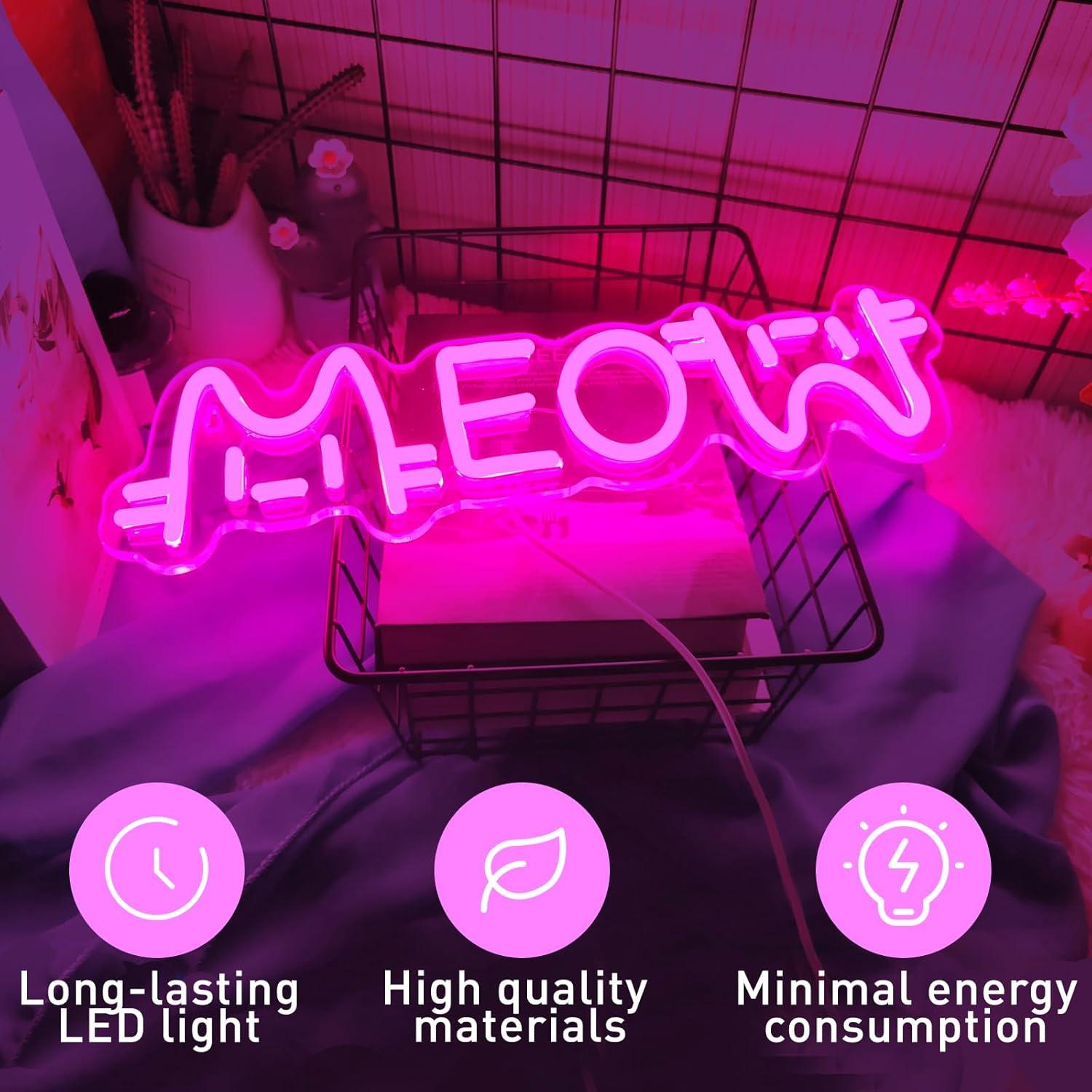 Meow Neon Sign Cat USB Powered - Home Bar Signs 리뷰 및 가격