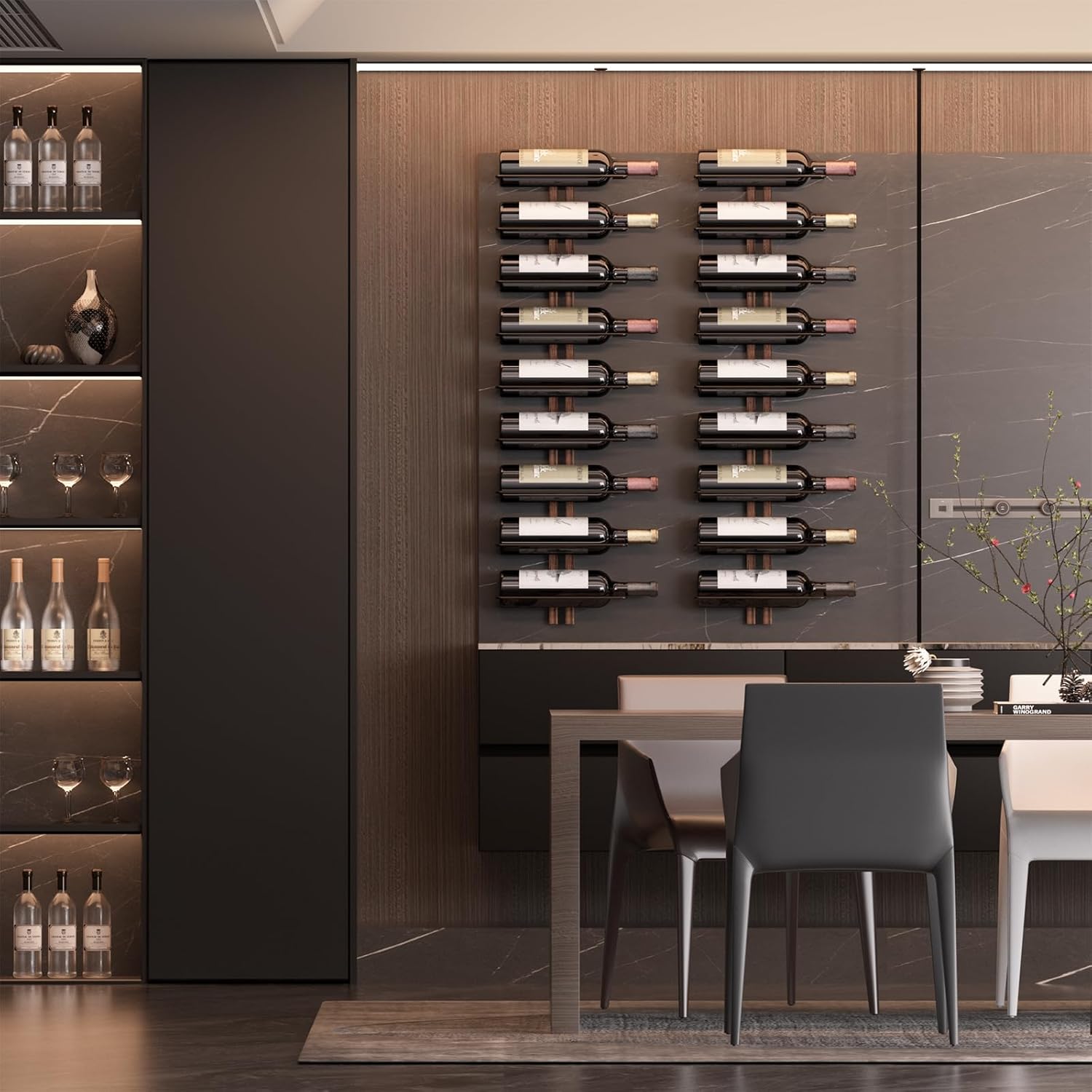 9-Bottle Wall-Mounted Golden W - Home Bar Stand 리뷰 및 가격