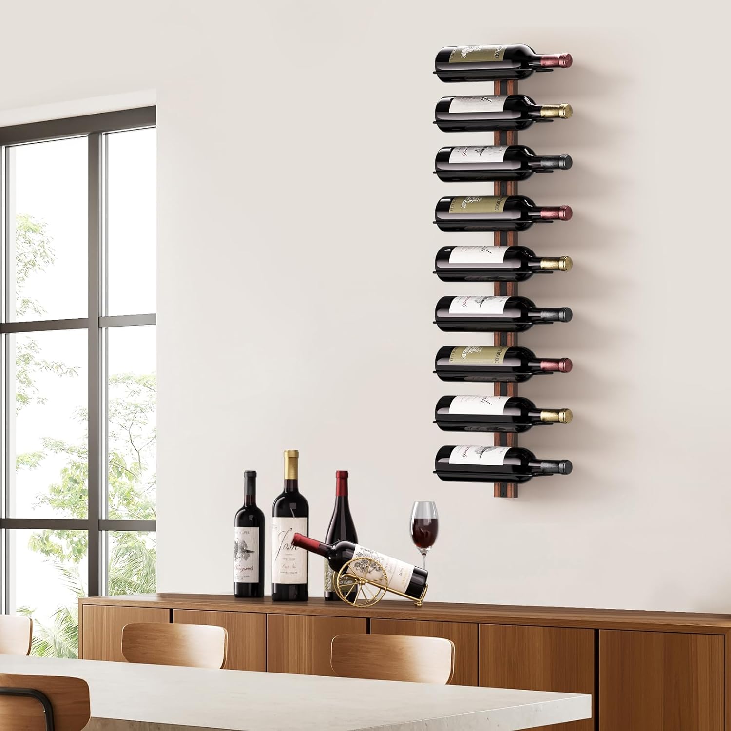 9-Bottle Wall-Mounted Golden W - Home Bar Stand 리뷰 및 가격