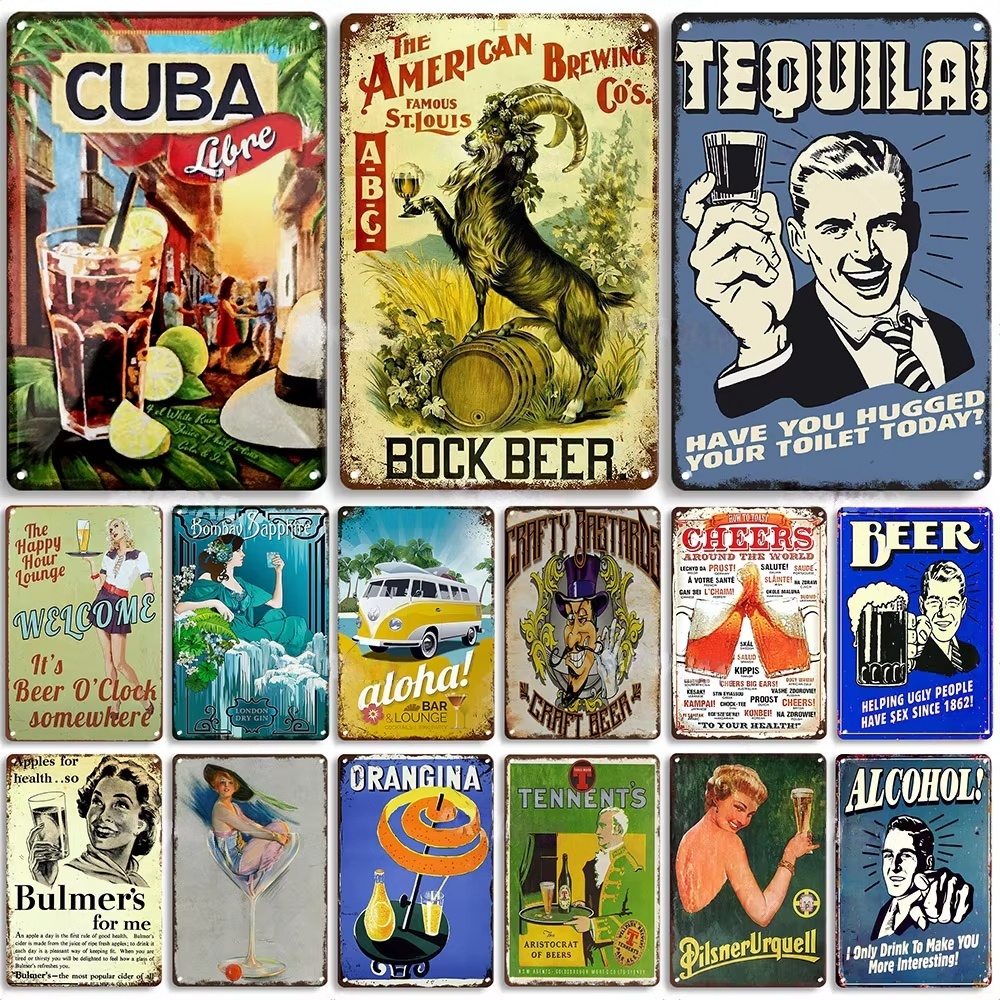 Rusty Metal Tin Sign Beer Meta - Home Bar Signs 리뷰 및 가격